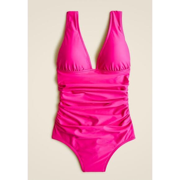 J.Crew Other - NWT J.Crew Bright Pink Fuchsia Size 12 One Piece Swimsuit Ruched Flattering